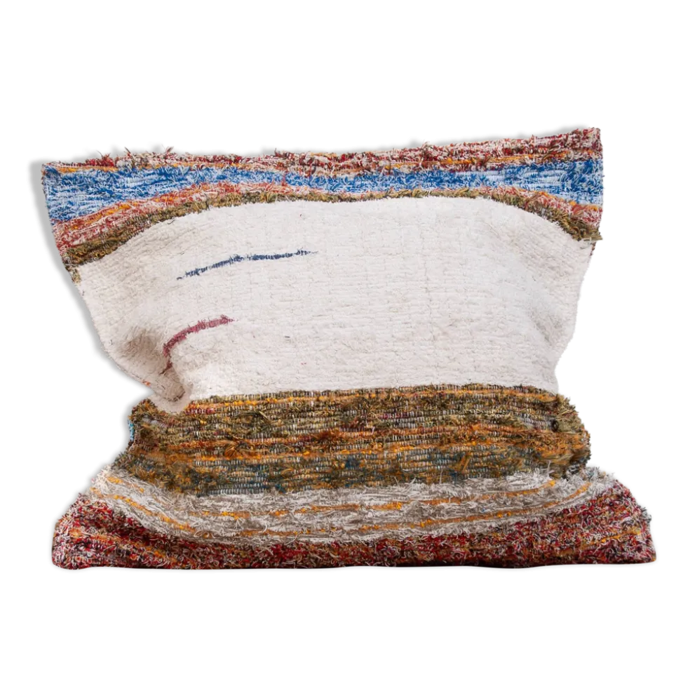 Housse de coussin artisanale en coton recyclé tissé main