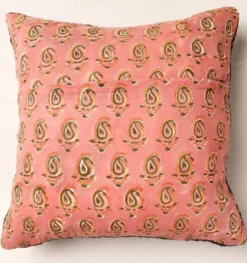 Housse de coussin artisanale indien Kantha vert noir tissée main