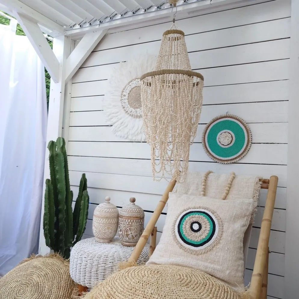 Housse de coussin Aussa avec deco en coquillages