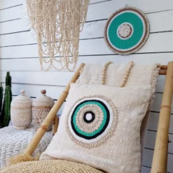Housse de coussin Aussa avec deco en coquillages