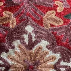 Housse de coussin brodée main en soie du Cachemire motif médaillon 40x40 cm