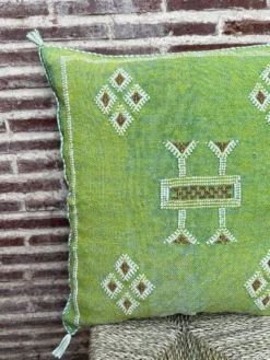 Housse de coussin en soie marocaine faite main, motif cactus : coussin soie