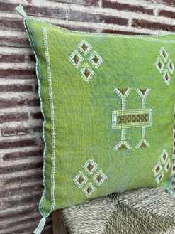 Housse de coussin en soie marocaine faite main, motif cactus : coussin soie