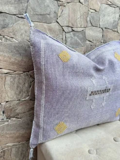 Housse de coussin en soie marocaine faite main, motif cactus