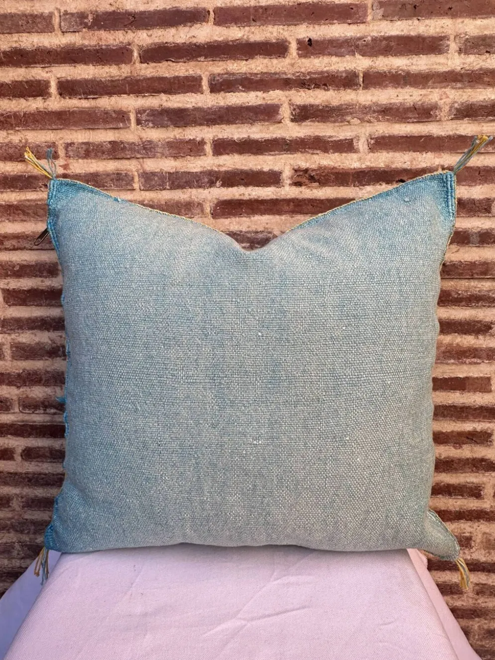 Housse de coussin en soie marocaine faite main, motif cactus