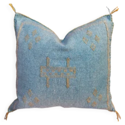 Housse de coussin en soie marocaine faite main, motif cactus