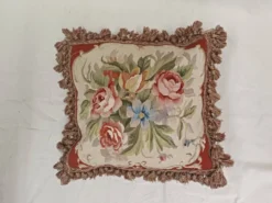 Housse de coussin en tapisserie tissée à la main style français Aubusson bouquet de roses florales