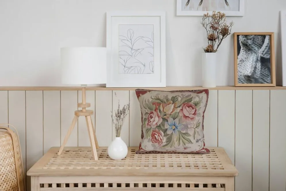 Housse de coussin en tapisserie tissée à la main style français Aubusson bouquet de roses florales