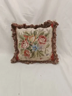 Housse de coussin en tapisserie tissée à la main style français Aubusson bouquet de roses florales