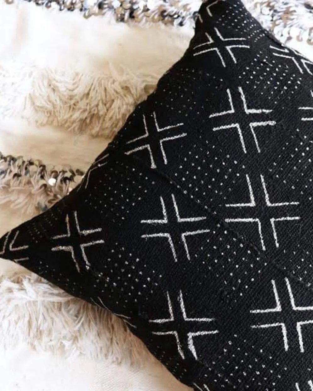 Housse de coussin en véritable bogolan du Mali