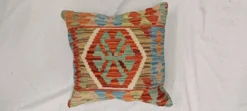 Housse de coussin géométrique bleu turquoise, taie d'oreiller vintage art déco en kilim