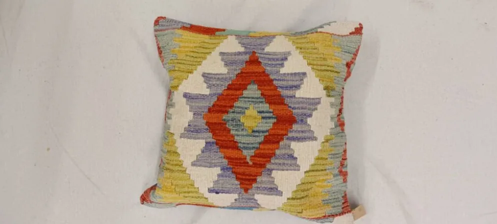 Housse de coussin géométrique traditionnelle, coussin kilim afghan vintage, décoration intérieure.