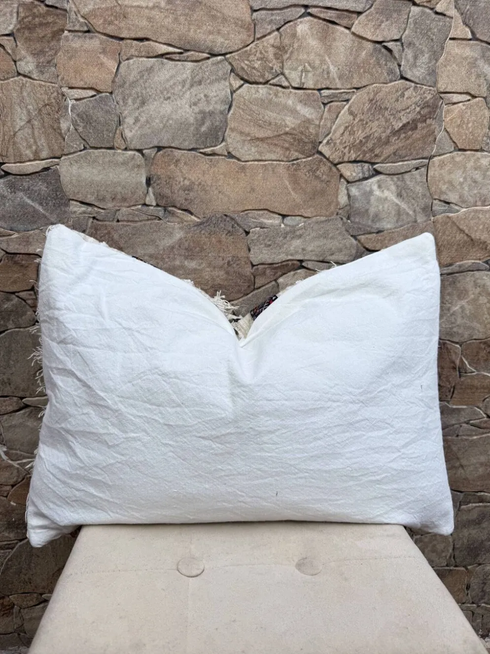 Housse de coussin Handira marocaine : Coussin berbère à sequins (60x40cm)