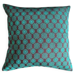 Housse de coussin Kachin bordeaux et turquoise (RIDA)
