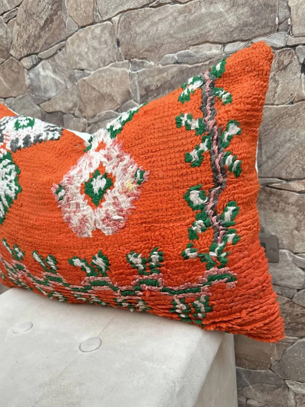 Housse de coussin Kilim berbère vintage : Coussin en laine marocaine