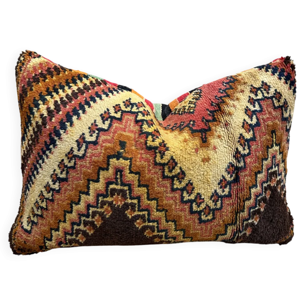 Housse de coussin Kilim berbère vintage : Coussin en laine marocaine