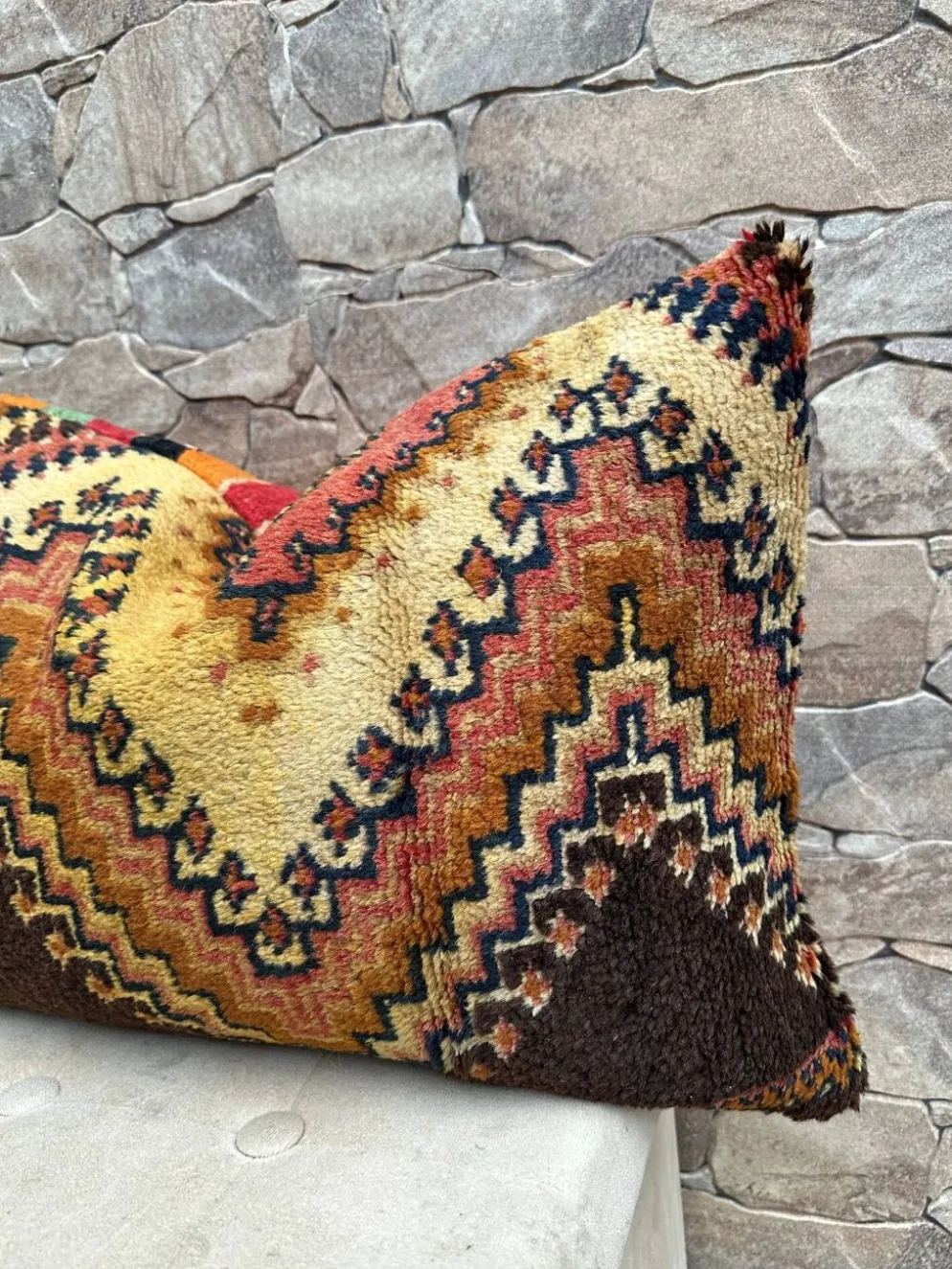 Housse de coussin Kilim berbère vintage : Coussin en laine marocaine