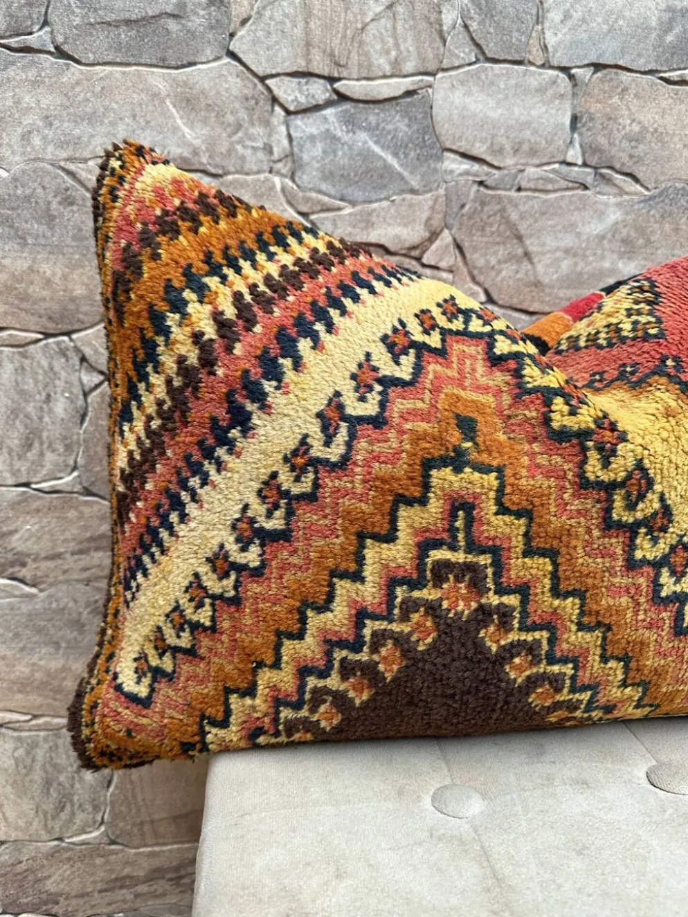 Housse de coussin Kilim berbère vintage : Coussin en laine marocaine