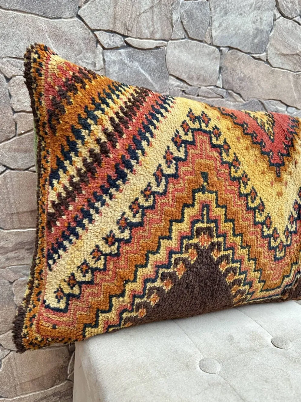 Housse de coussin Kilim berbère vintage : Coussin en laine marocaine