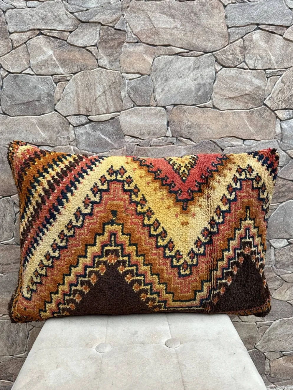 Housse de coussin Kilim berbère vintage : Coussin en laine marocaine