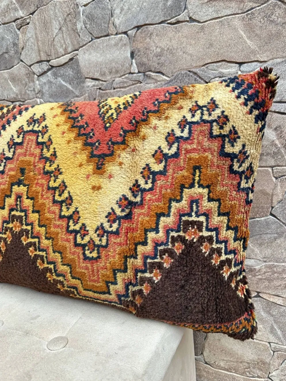 Housse de coussin Kilim berbère vintage : Coussin en laine marocaine