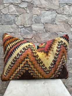 Housse de coussin Kilim berbère vintage : Coussin en laine marocaine