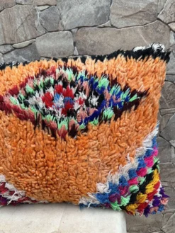 Housse de coussin Kilim berbère vintage : Coussin en laine marocaine
