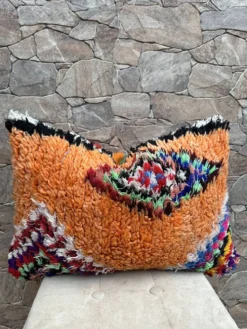 Housse de coussin Kilim berbère vintage : Coussin en laine marocaine