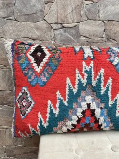Housse de coussin Kilim berbère vintage : Coussin en laine marocaine
