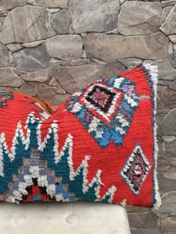 Housse de coussin Kilim berbère vintage : Coussin en laine marocaine