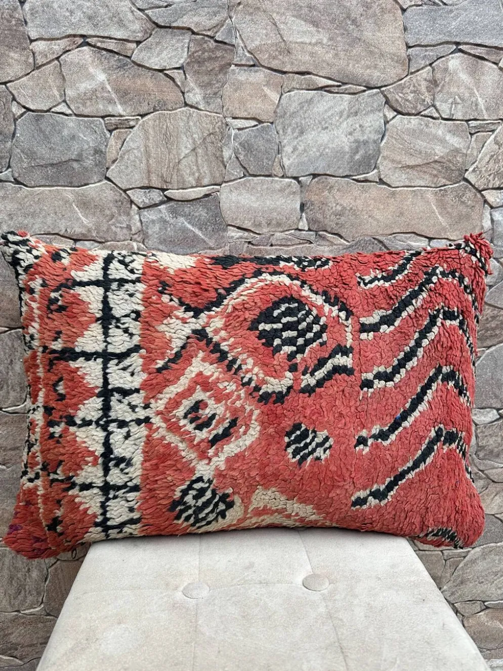Housse de coussin Kilim berbère vintage : Coussin en laine marocaine