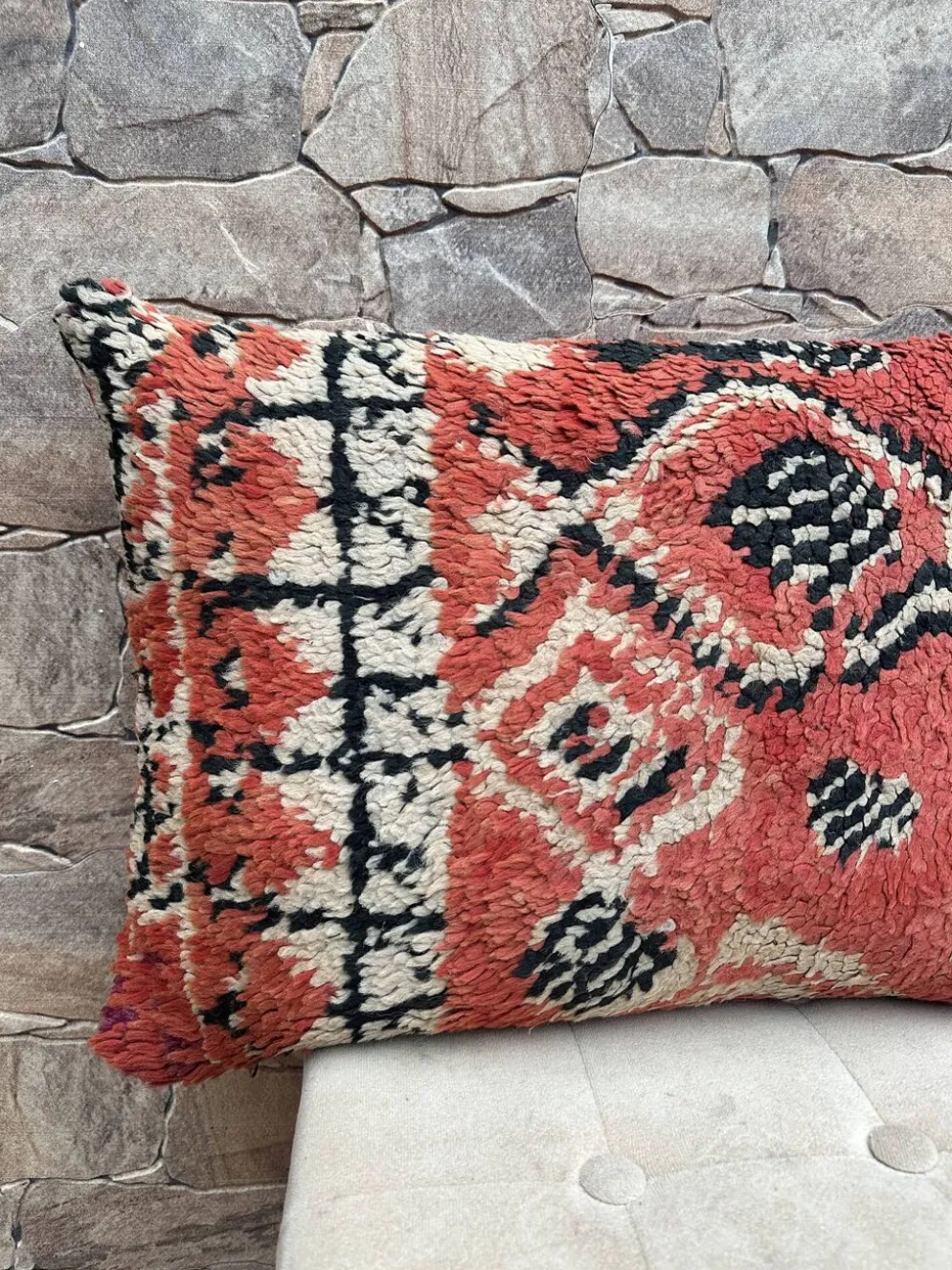 Housse de coussin Kilim berbère vintage : Coussin en laine marocaine