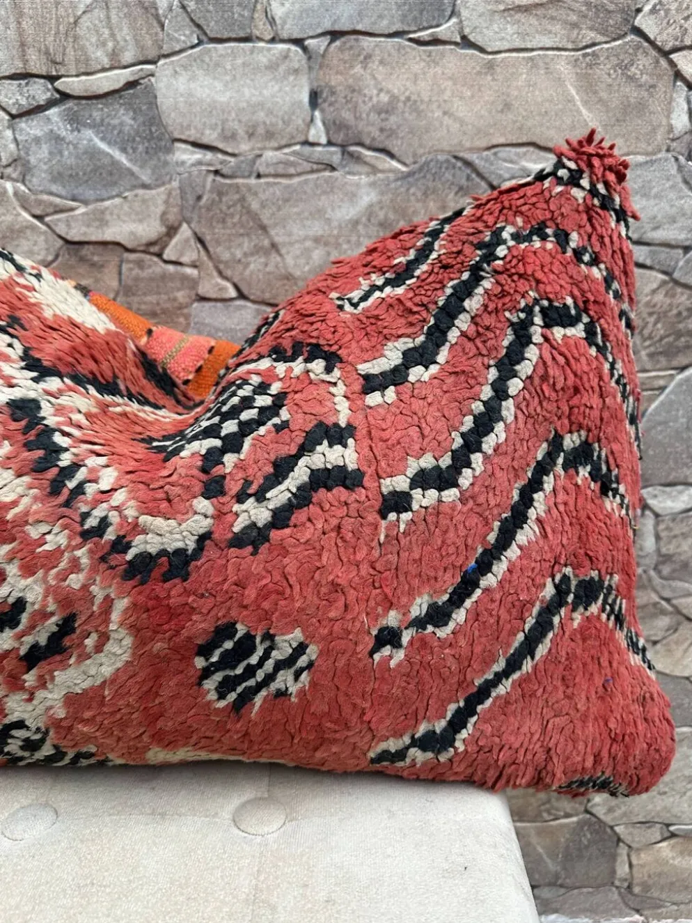 Housse de coussin Kilim berbère vintage : Coussin en laine marocaine