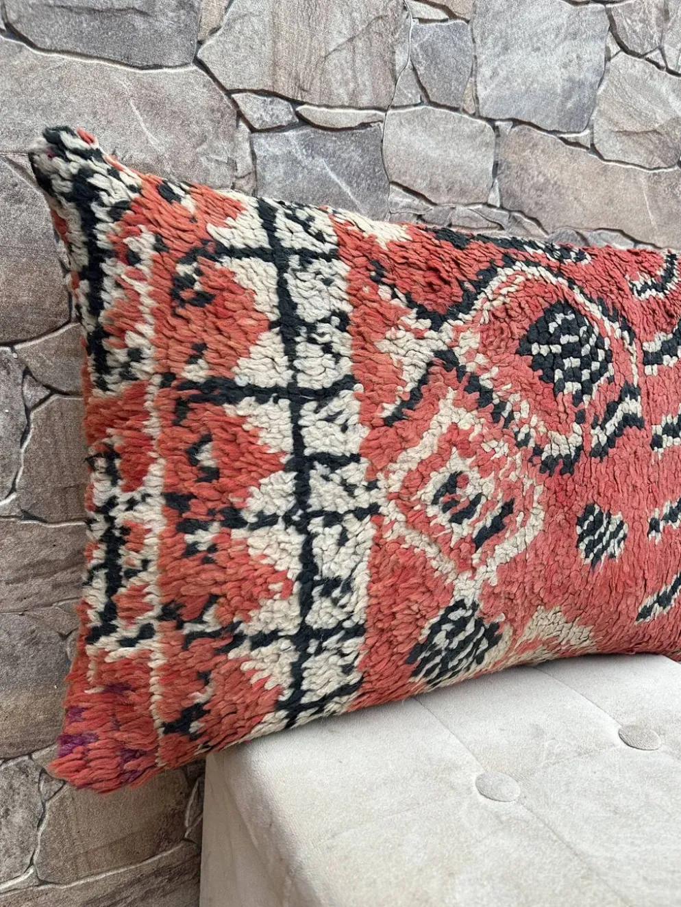 Housse de coussin Kilim berbère vintage : Coussin en laine marocaine