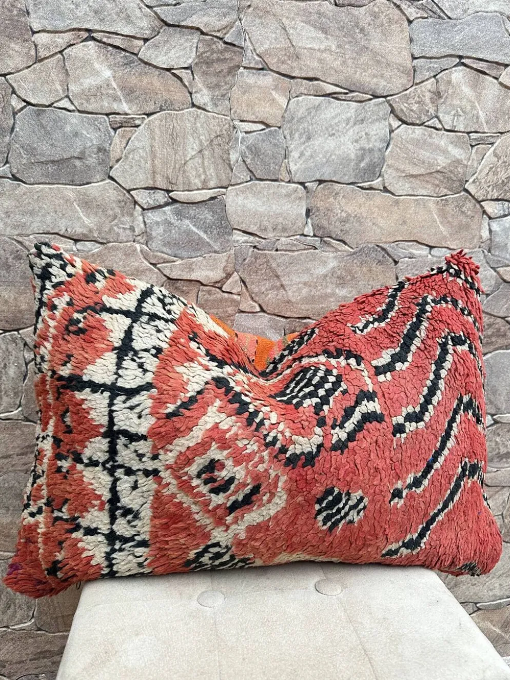 Housse de coussin Kilim berbère vintage : Coussin en laine marocaine