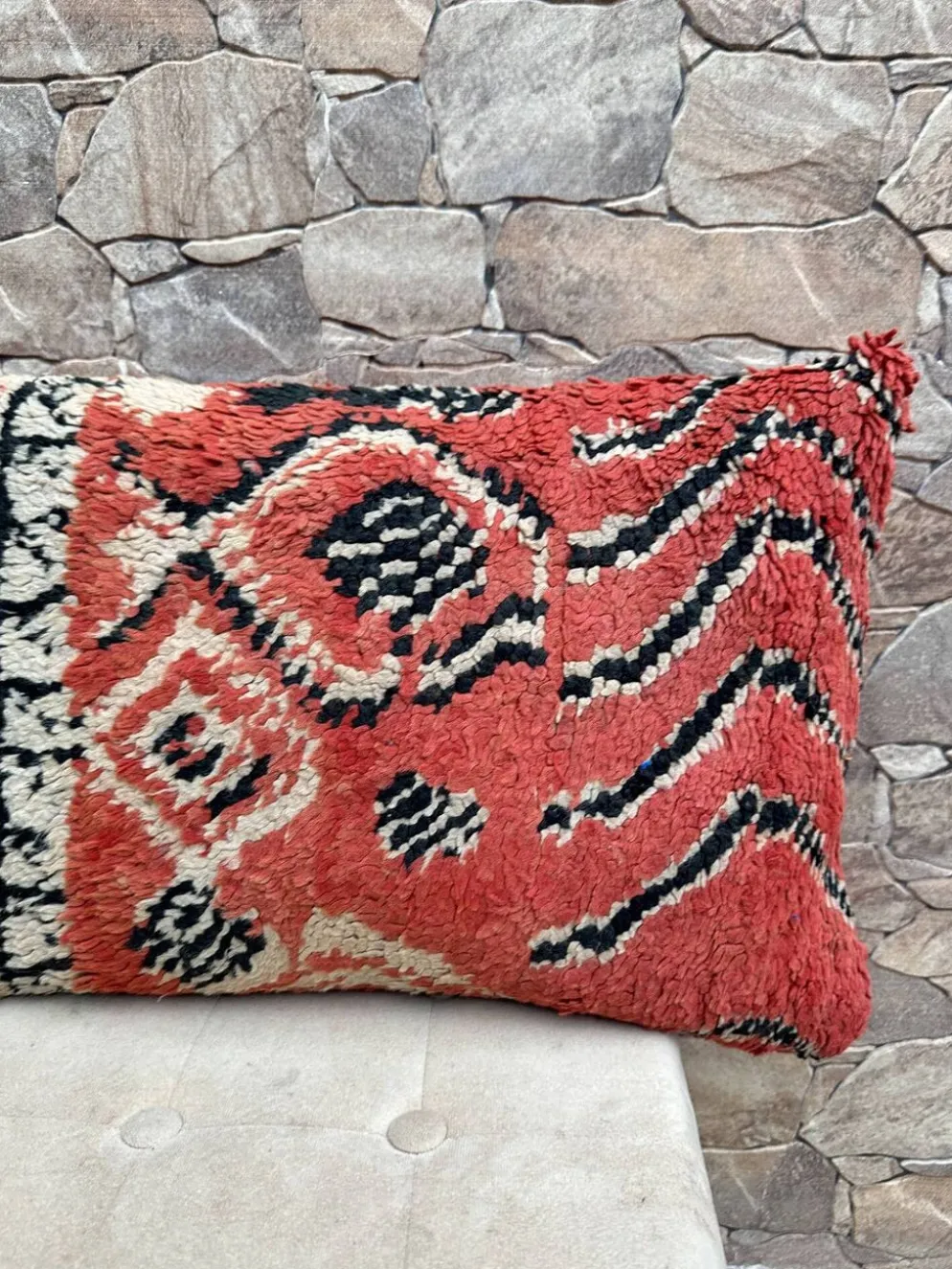 Housse de coussin Kilim berbère vintage : Coussin en laine marocaine