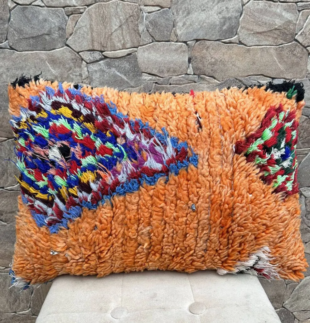 Housse de coussin Kilim berbère vintage : Coussin en laine marocaine