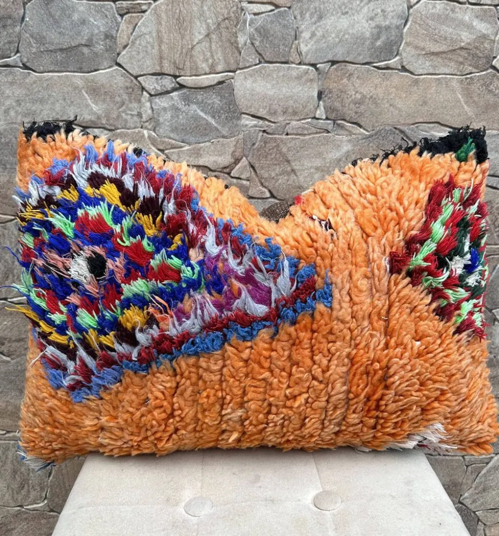 Housse de coussin Kilim berbère vintage : Coussin en laine marocaine