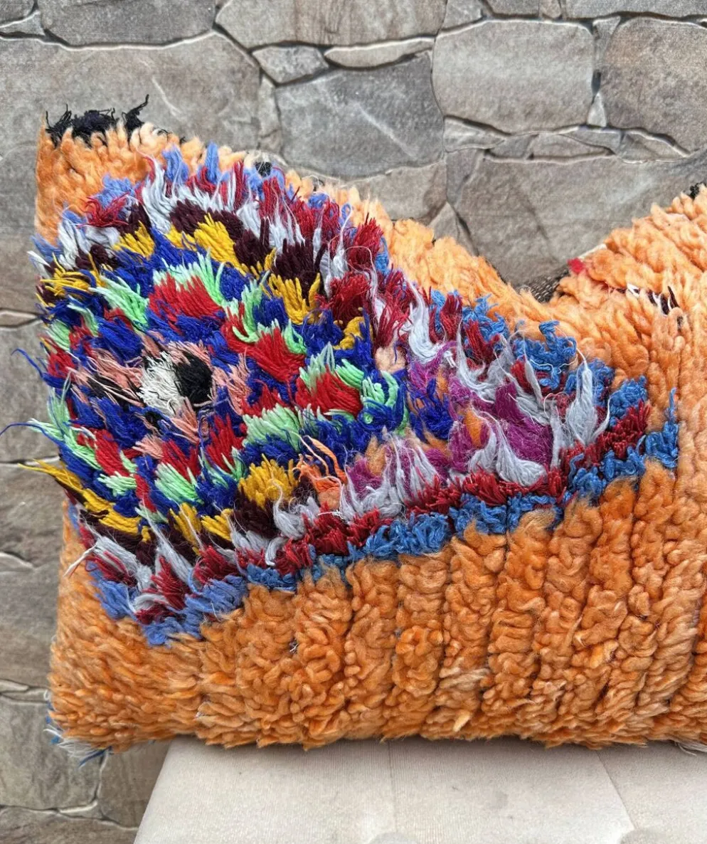 Housse de coussin Kilim berbère vintage : Coussin en laine marocaine