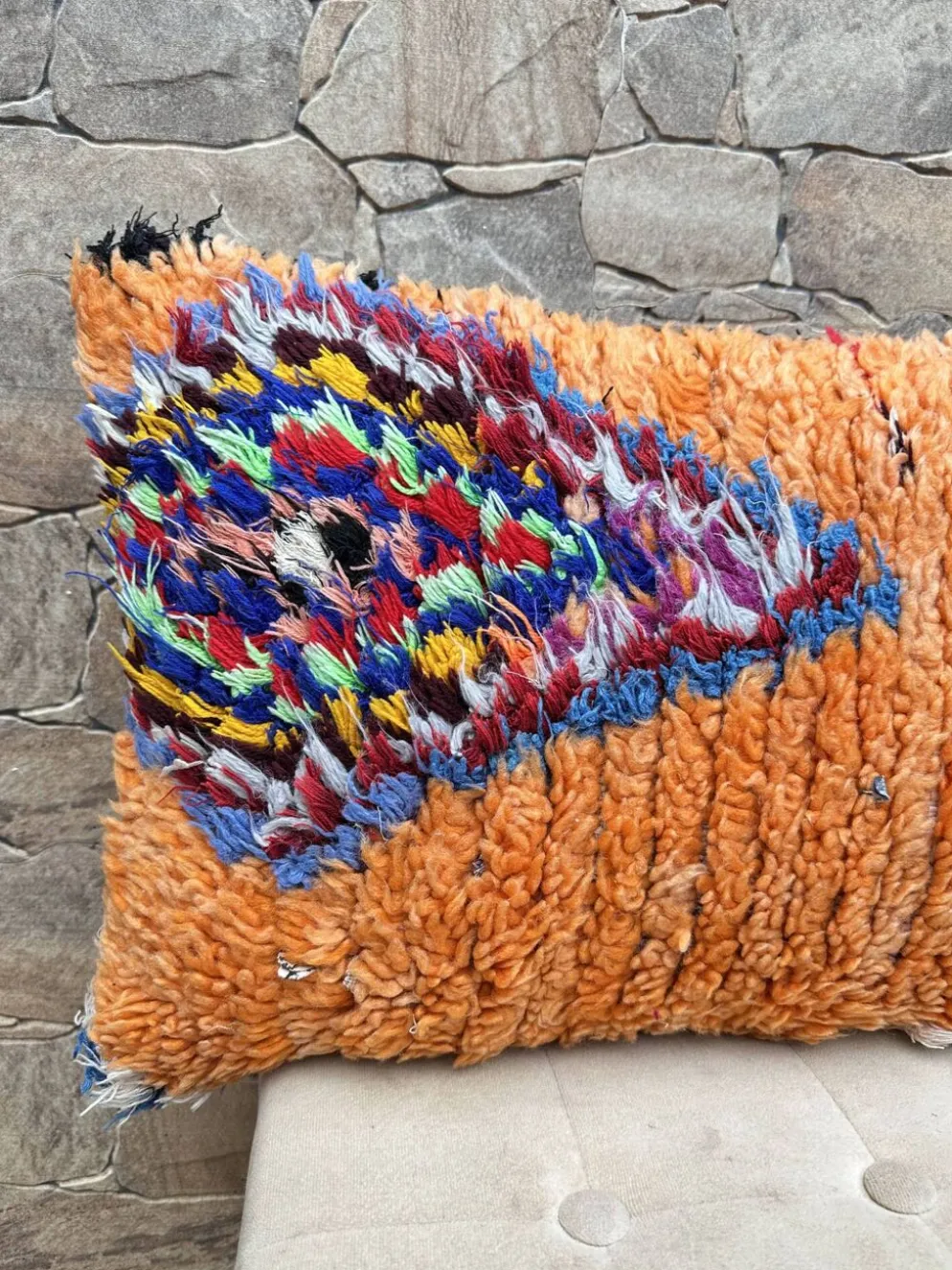 Housse de coussin Kilim berbère vintage : Coussin en laine marocaine