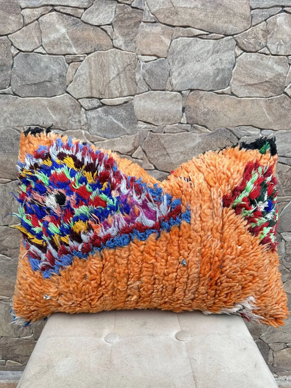 Housse de coussin Kilim berbère vintage : Coussin en laine marocaine