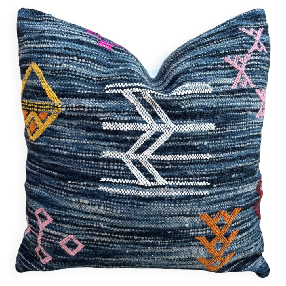Housse de coussin Kilim marocaine : Coussin en laine fait main