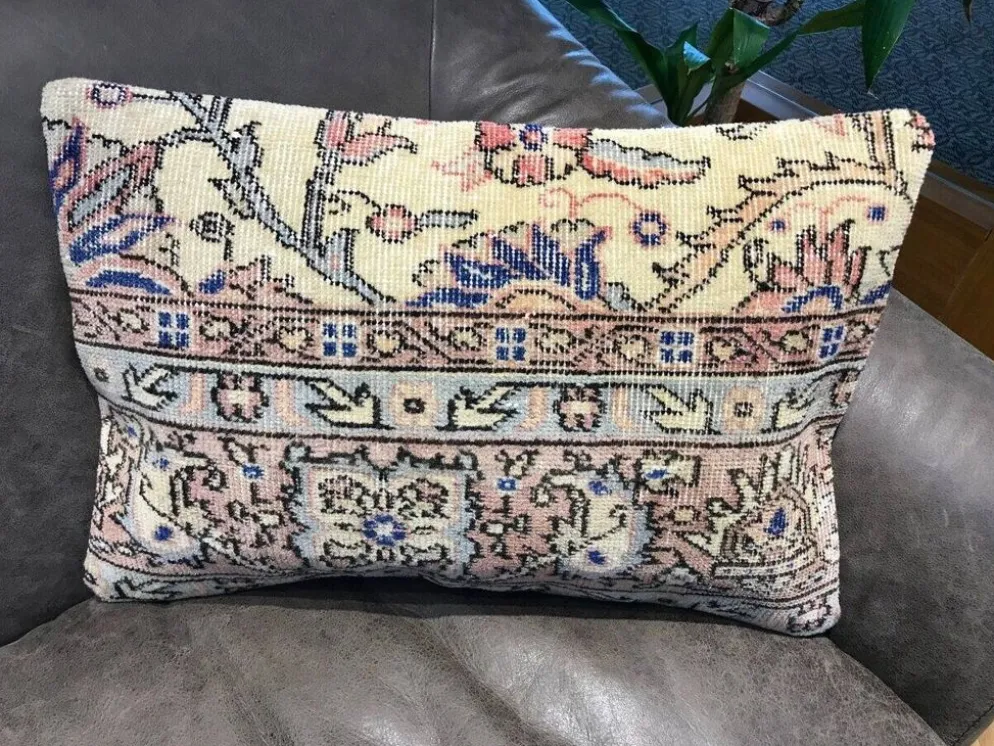 Housse de coussin neutre à motif floral 40x60cm