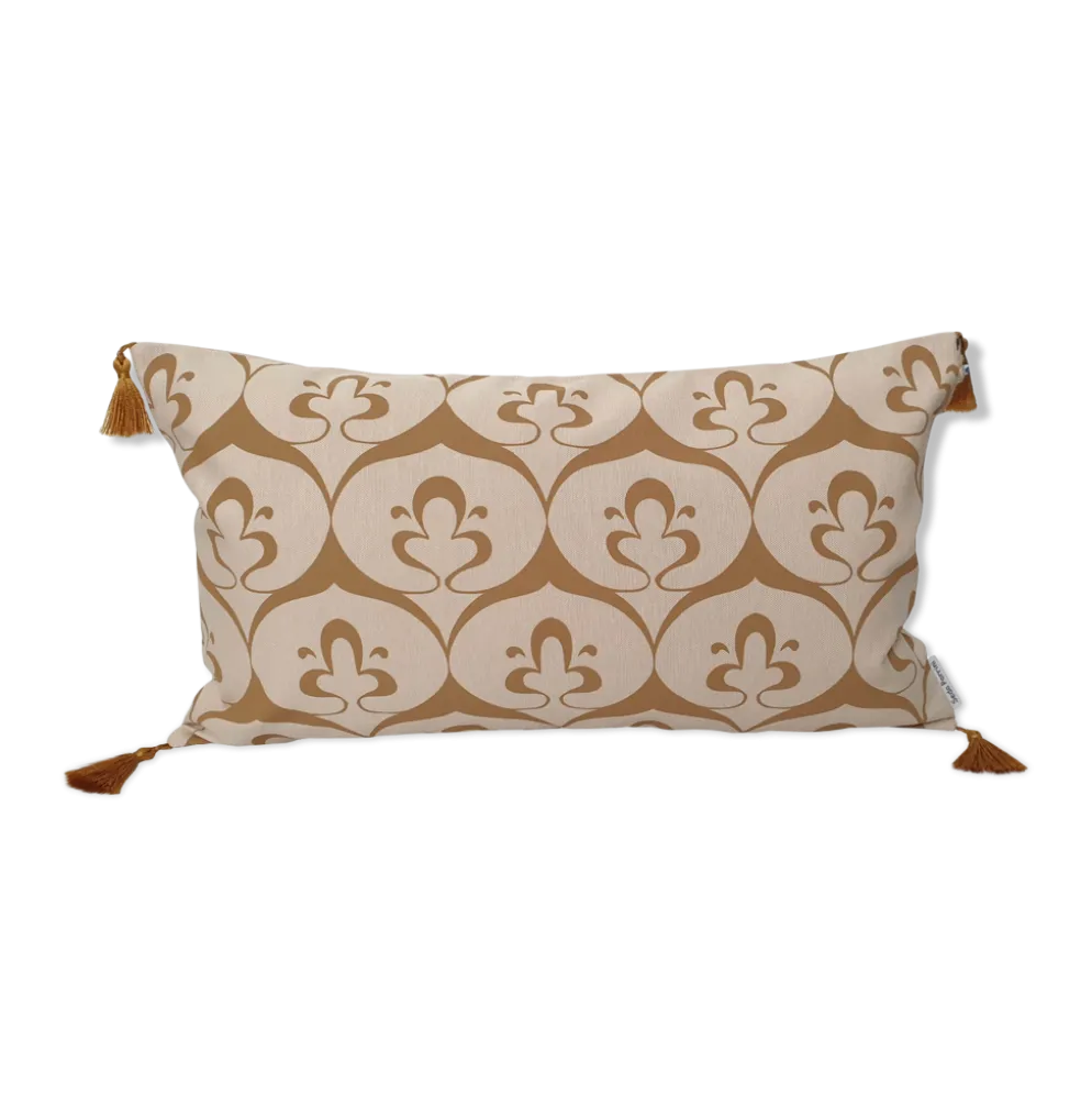 Housse de coussin ottoman beige / ocre havane - 30 x 50