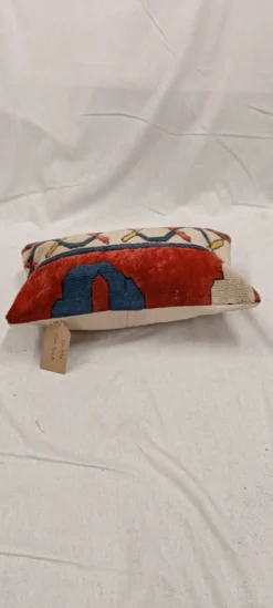 Housse de coussin vintage en tapis à poils longs, motif géométrique turc, 30 x 50 cm