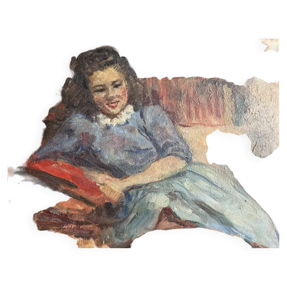 HSP portrait jeune femme assise signée Lilly Véréa XXème