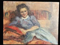 HSP portrait jeune femme assise signée Lilly Véréa XXème