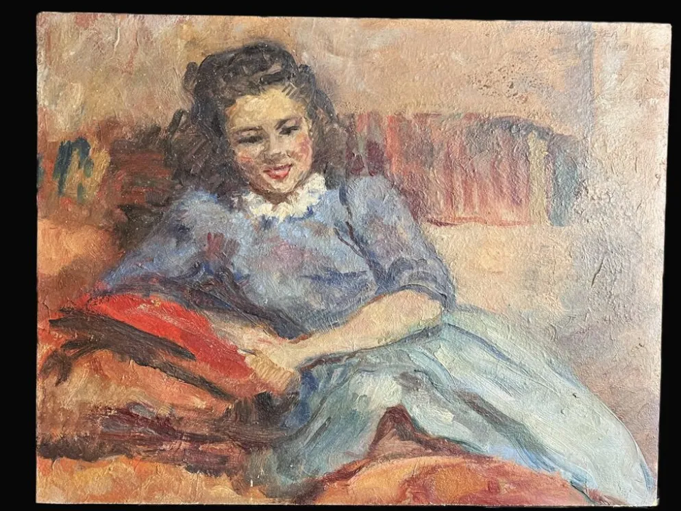HSP portrait jeune femme assise signée Lilly Véréa XXème