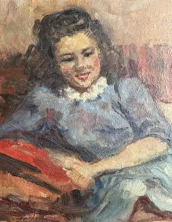 HSP portrait jeune femme assise signée Lilly Véréa XXème