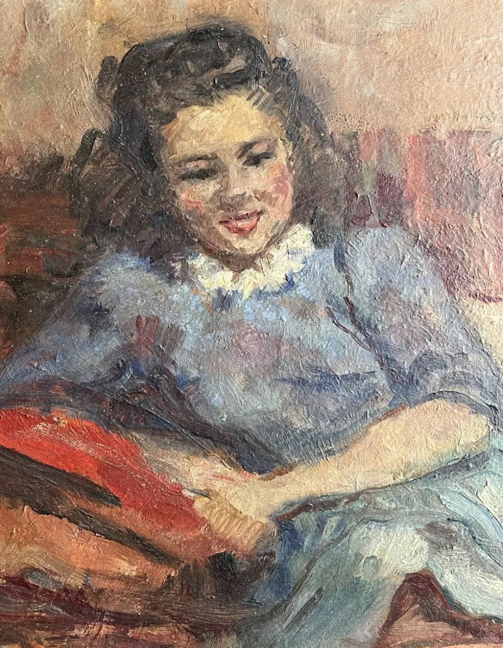 HSP portrait jeune femme assise signée Lilly Véréa XXème